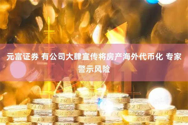元富证券 有公司大肆宣传将房产海外代币化 专家警示风险